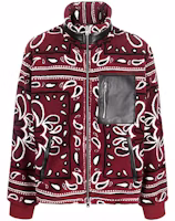 AMIRI Red Paisley Print High-Neck Fleece Jacket MKF009-643 AMIRI Red Paisley Print High-Neck Fleece Jacket MKF009-643