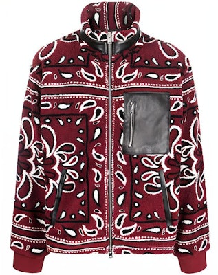 AMIRI 紅色佩斯利印花高領抓毛外套 MKF009-643 Buy AMIRI 紅色佩斯利印花高領抓毛外套 MKF009-643