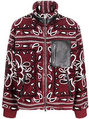 AMIRI 紅色佩斯利印花高領抓毛外套 MKF009-643 Order AMIRI 紅色佩斯利印花高領抓毛外套 MKF009-643