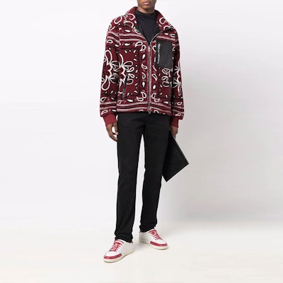 AMIRI 紅色佩斯利印花高領抓毛外套 MKF009-643 Lookbook AMIRI 紅色佩斯利印花高領抓毛外套 MKF009-643