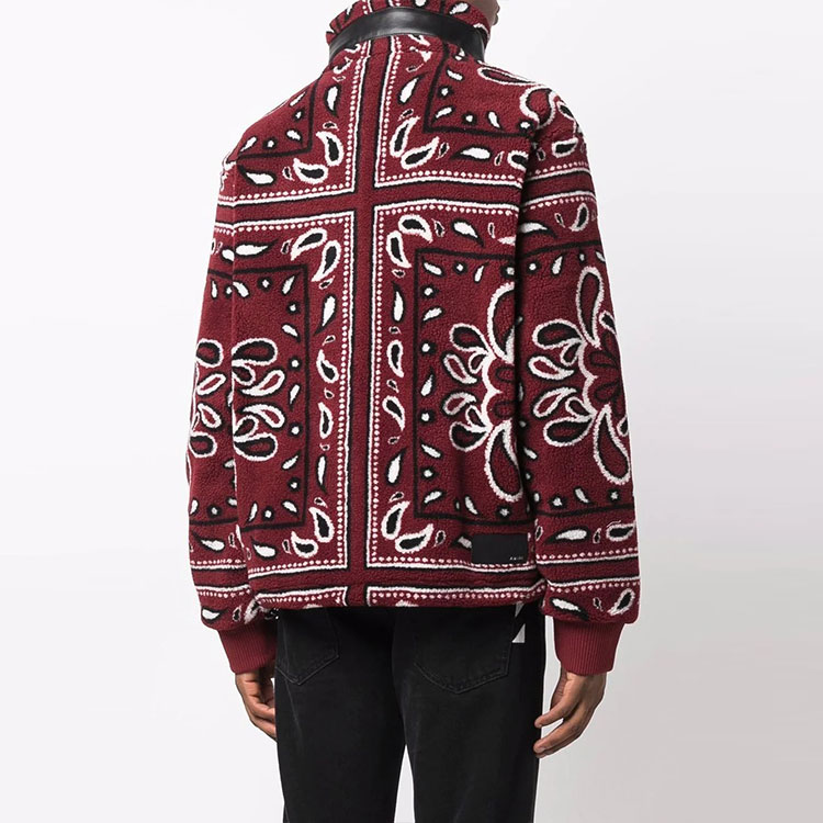 Shop AMIRI 紅色佩斯利印花高領抓毛外套 MKF009-643