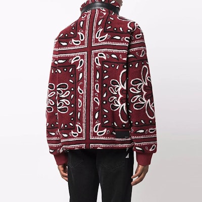 AMIRI 紅色佩斯利印花高領抓毛外套 MKF009-643 Shop AMIRI 紅色佩斯利印花高領抓毛外套 MKF009-643