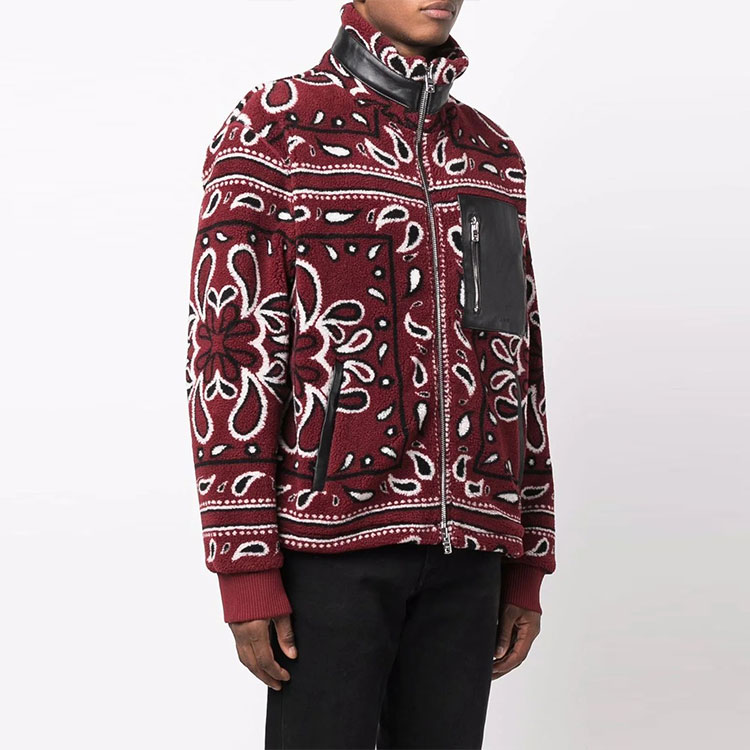 Purchase AMIRI 紅色佩斯利印花高領抓毛外套 MKF009-643