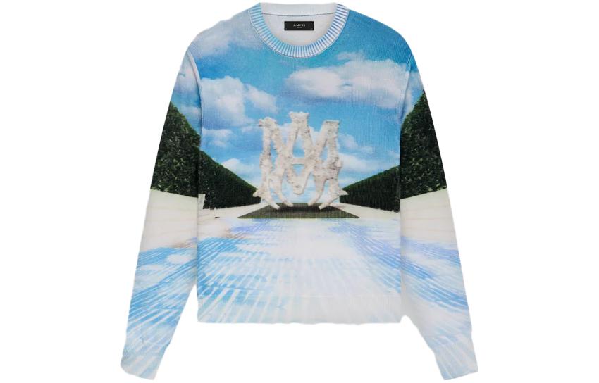 AMIRI  Scenic Letter Intarsia Knit Sweater Blue. SS23MKL011-900