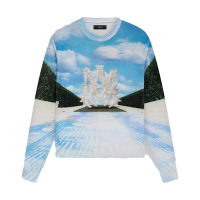 AMIRI Scenic Letter Intarsia Knit Sweater Blue. SS23MKL011-900