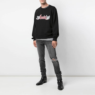 AMIRI スカルプリント クルーネック スウェットシャツ ブラック S0M02158TE-BLK Purchase AMIRI スカルプリント クルーネック スウェットシャツ ブラック S0M02158TE-BLK