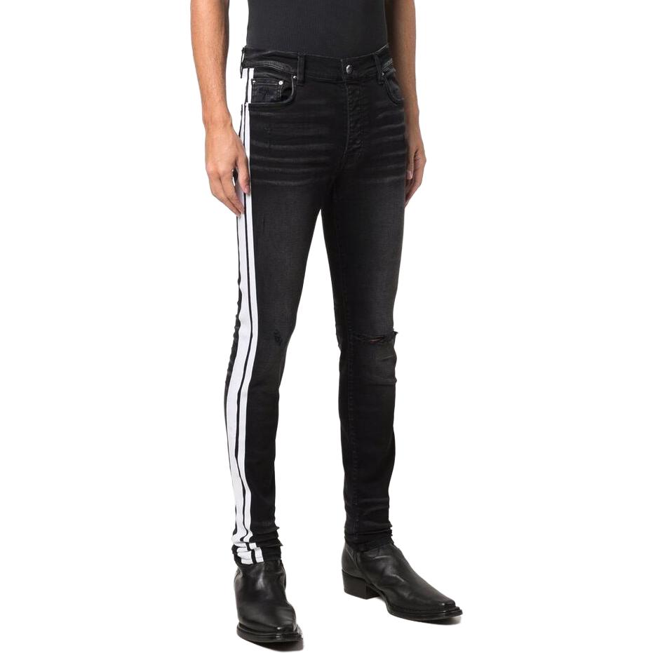 Purchase AMIRI 修身側條紋黑色牛仔褲 MDS052-023