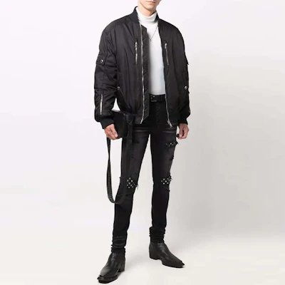 アミリ ソリッド ダメージ スキニージーンズ ブラック MDS049-023 Lookbook アミリ ソリッド ダメージ スキニージーンズ ブラック MDS049-023