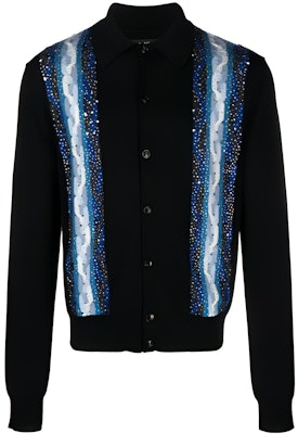 AMIRI 條紋黑色長袖針織開襟毛衣外套。 AW23MKS007-001 Buy AMIRI 條紋黑色長袖針織開襟毛衣外套。 AW23MKS007-001