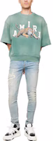 Shop AMIRI 復古圓領短袖T恤 綠色 PF23MJG017-310