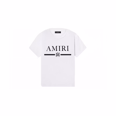 AMIRI White Crewneck Short Sleeve T-Shirt with Logo Print. SS22MJL004-1