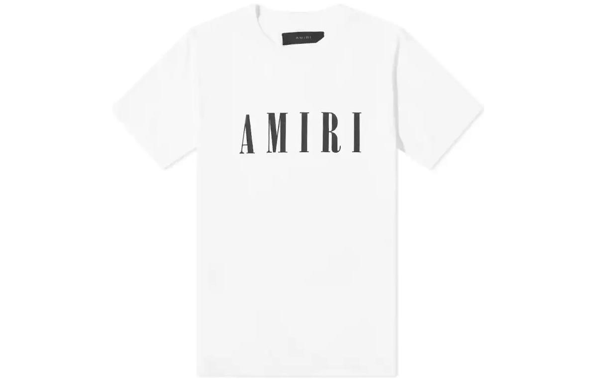 AMIRI  White Crewneck T-Shirt with Letter Print Short Sleeve Regular Fit. PXMJLT001-100