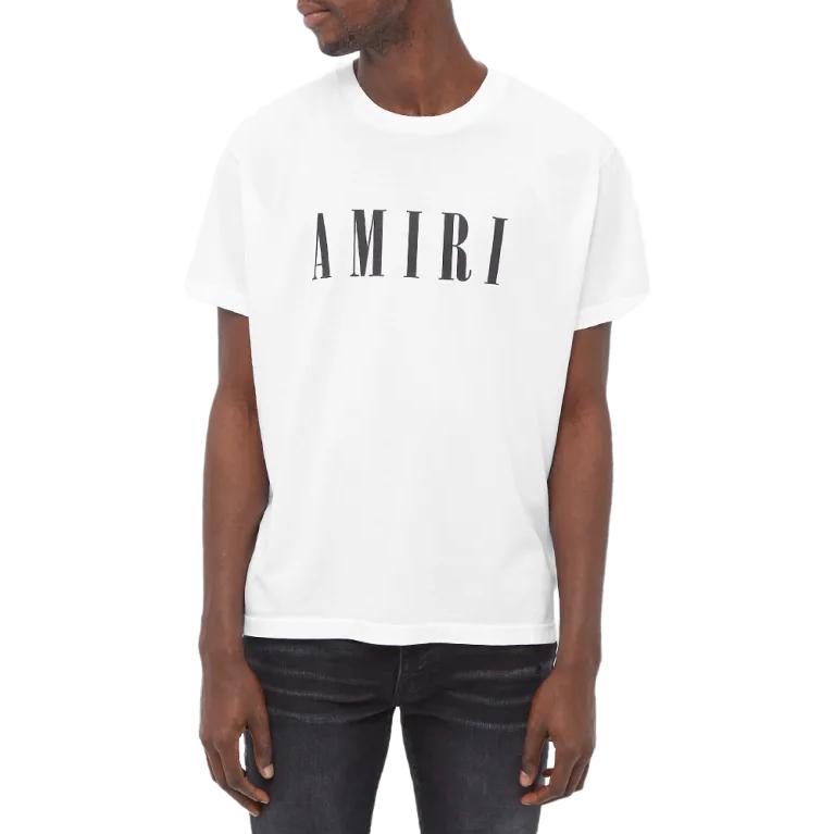 Lookbook AMIRI 白色字母印花短袖圆领T恤常规版型。 PXMJLT001-100