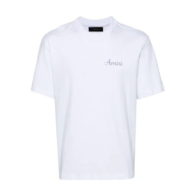 AMIRI White Logo Print Textured Knit Short-Sleeve T-Shirt. PS24MJG003