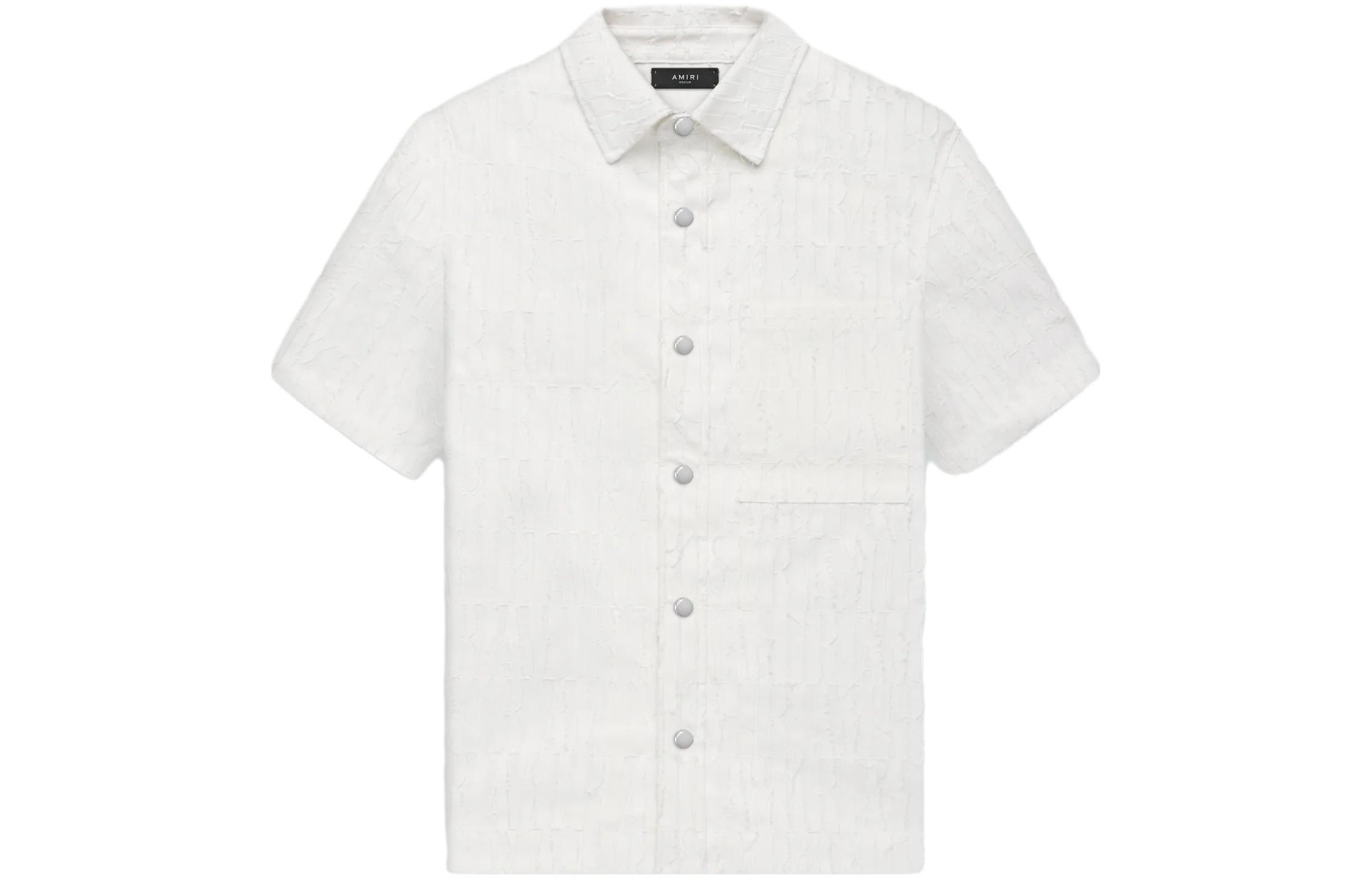 AMIRI  White Solid Short-Sleeve Polo Shirt with Button Front. PF23MSS035-100