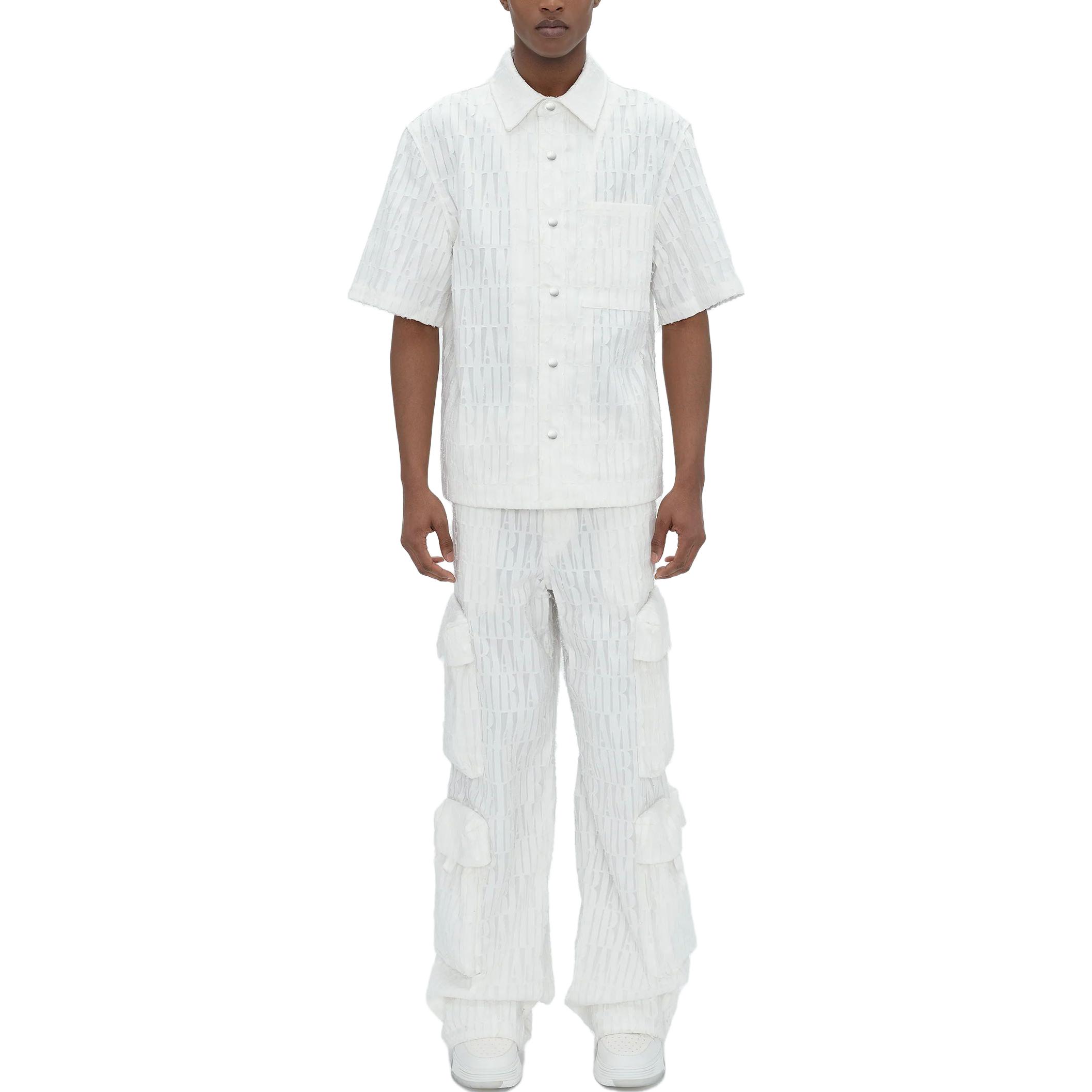 Lookbook AMIRI 白色短袖立領鈕扣前襟 Polo 衫. PF23MSS035-100