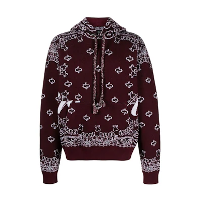 AMIRI All-Over Print Hoodie Burgundy Long Sleeve Pullover AW23MKH-006