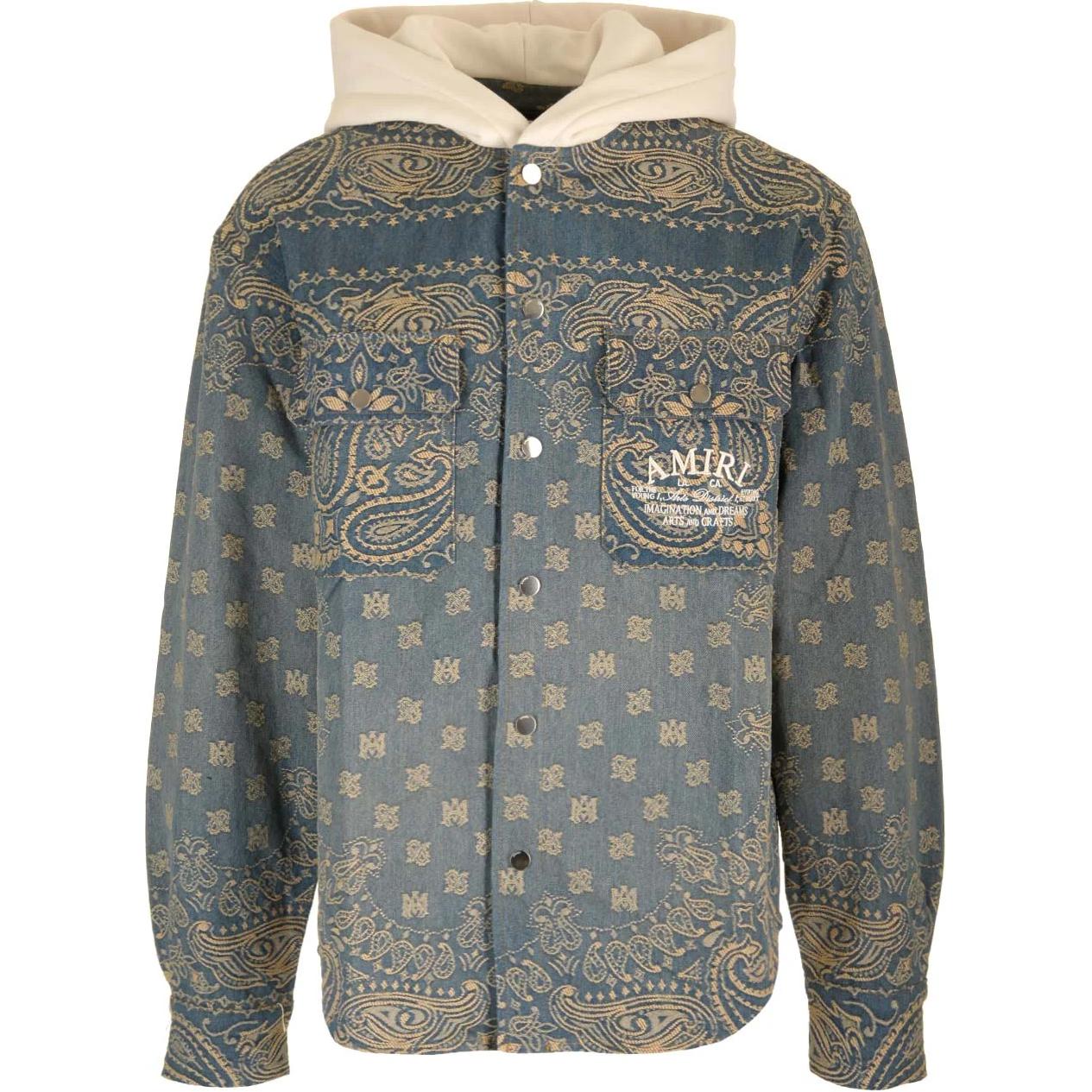 AMIRI All-Over Print Hoodie Button-Up Jacket Gray PS24MDS017-CRAFTEDIND