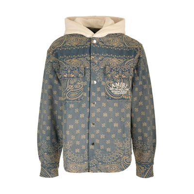 AMIRI All-Over Print Hoodie Button-Up Jacket Gray PS24MDS017-CRAFTEDIND