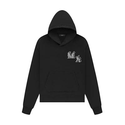 AMIRI Angel Hoodie Black Menswear Logo Pullover with Kangaroo Pocket AMJYHD1018-001