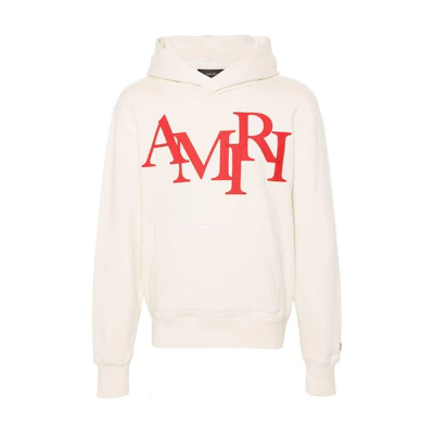 AMIRI Applique Logo Textured Knit Hoodie Men’s Light Beige AMJYHD1052-BEIGE