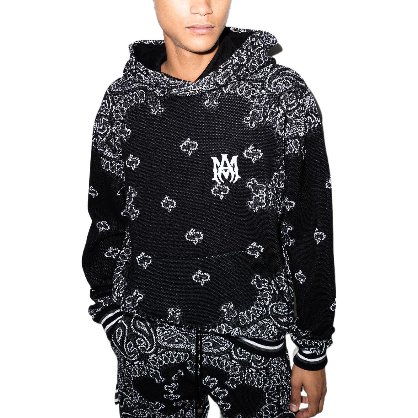 Shop AMIRI 黑色 Bandana Paisley 連帽上衣. PS22MKF010-016