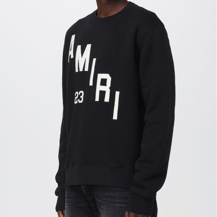 Purchase AMIRI Black Crewneck Letter Print Long Sleeve Sweatshirt AW23MJG023-001