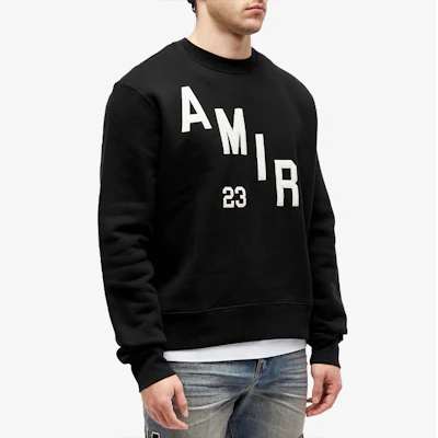 AMIRI Black Crewneck Letter Print Long Sleeve Sweatshirt AW23MJG023-001 Sizing AMIRI Black Crewneck Letter Print Long Sleeve Sweatshirt AW23MJG023-001