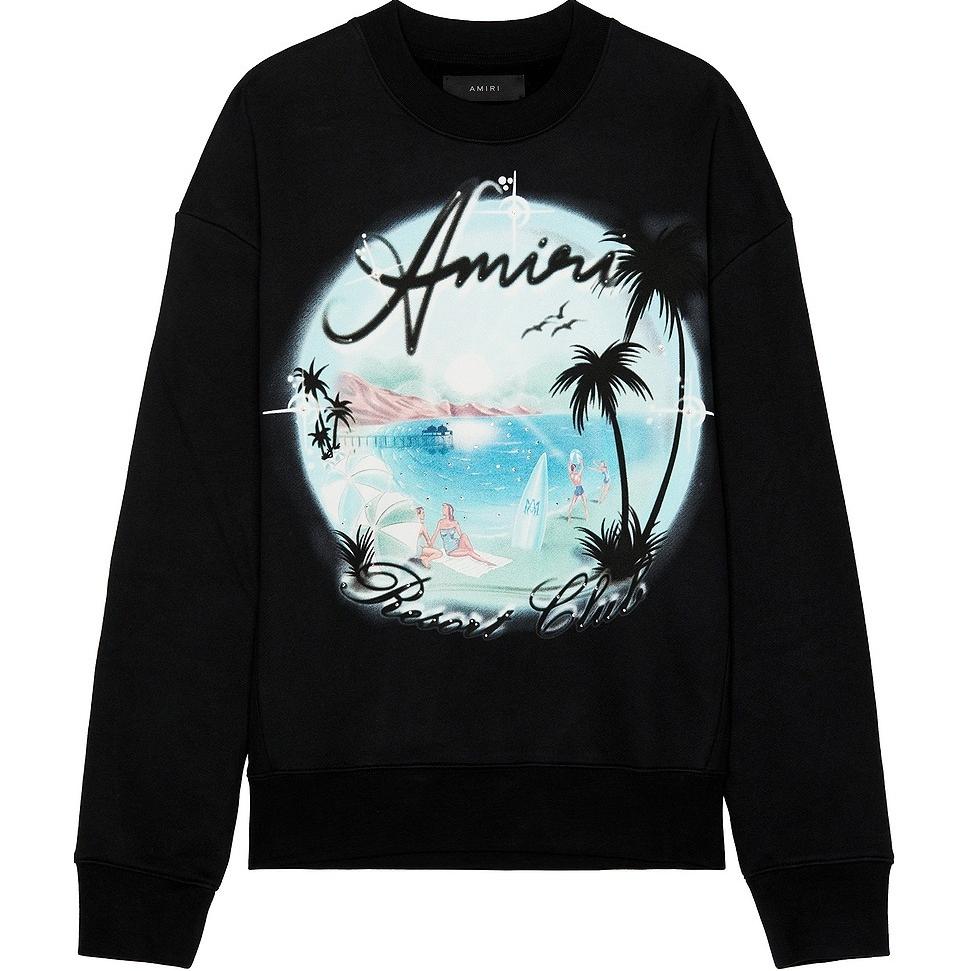 AMIRI Black Crewneck Pullover Long-Sleeve Sweater POIZON2406211488