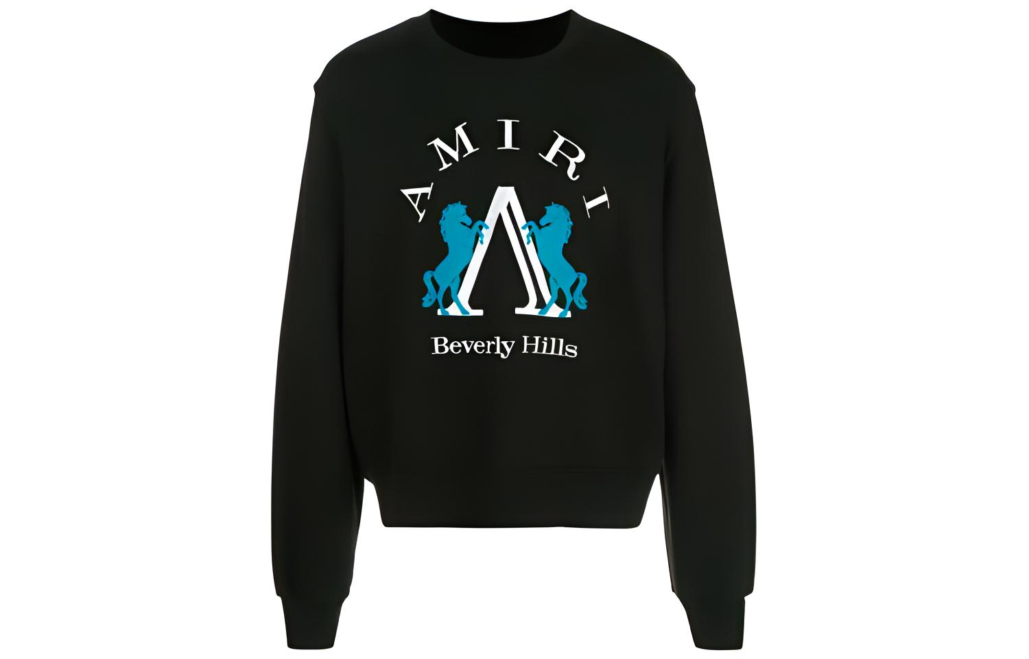 AMIRI Black Crewneck Pullover Long Sleeve Sweatshirt F0M02-222