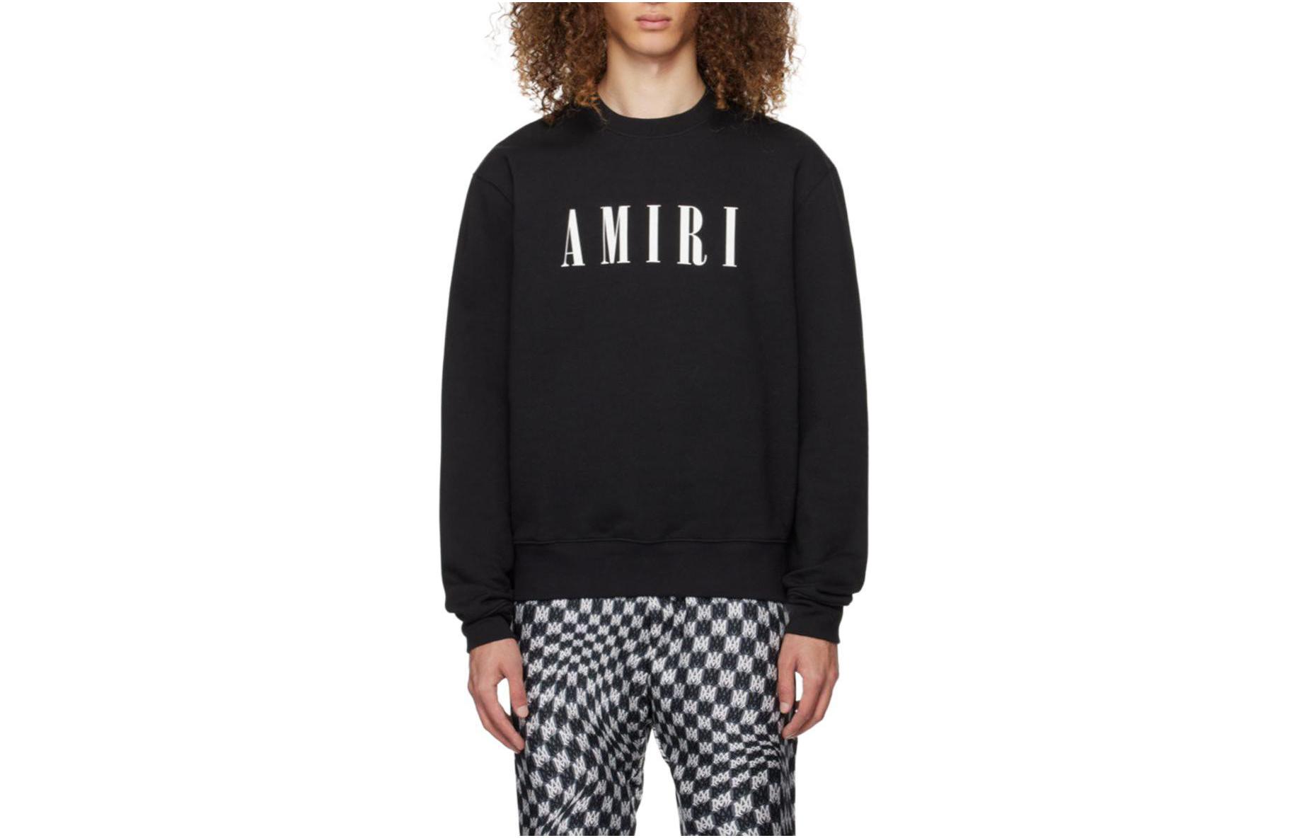 AMIRI Black Crewneck Sweatshirt with Letter Print AMJYCW1026-001