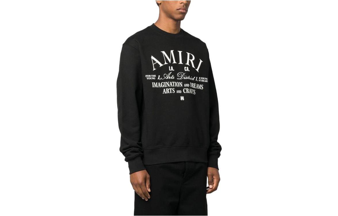 AMIRI Black Crewneck Sweatshirt with Letter Print AW23MJG017001