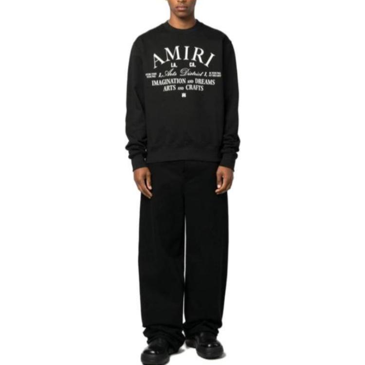 Lookbook AMIRI Black Crewneck Sweatshirt with Letter Print AW23MJG017001