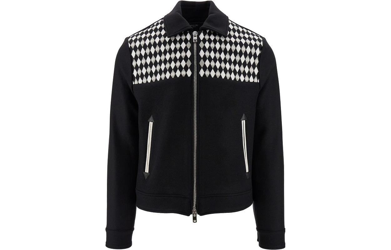 AMIRI Black Diamond Embroidered Long Sleeve Zip-Up Jacket AW23MOS082-001