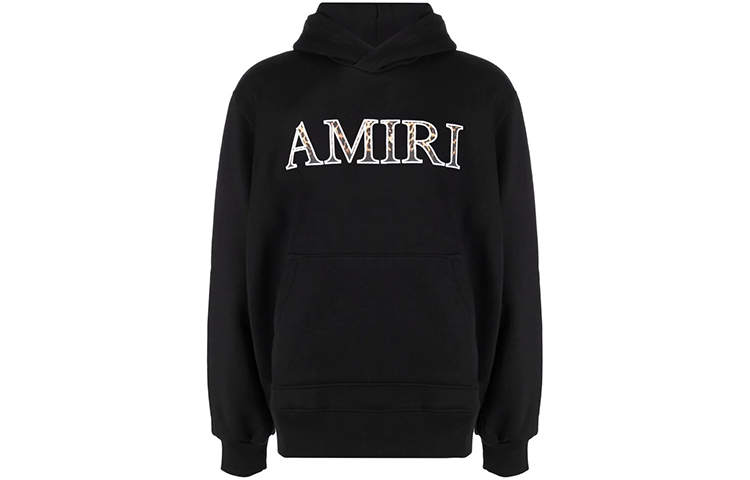AMIRI Black Embroidered Leopard Logo Hoodie MJLH006-001