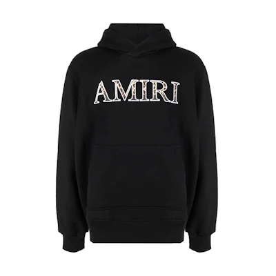 AMIRI Black Embroidered Leopard Logo Hoodie MJLH006-001