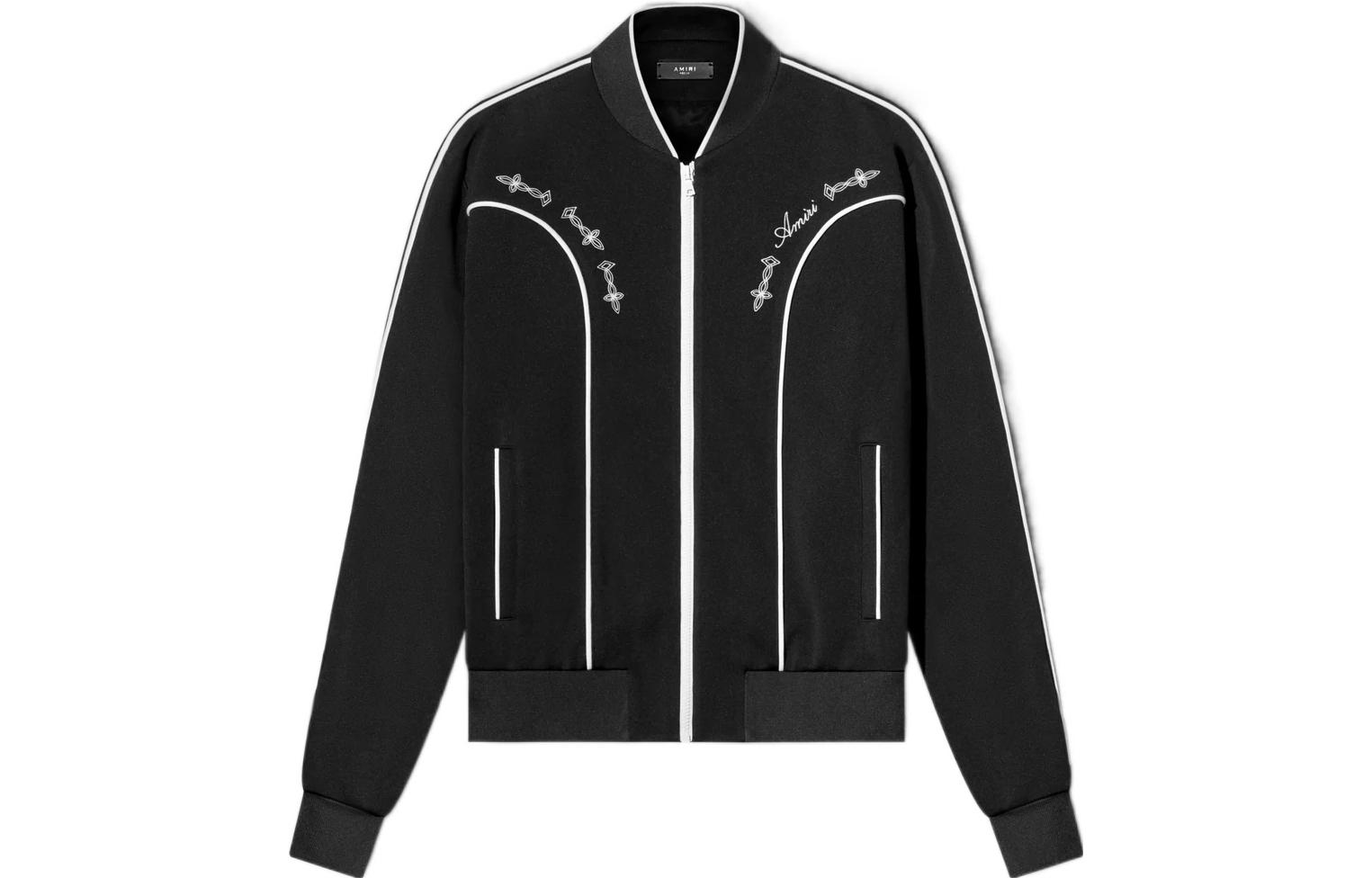 AMIRI Black Embroidered Trim Zip Jacket with Oversized Fit PS22MOS015-001