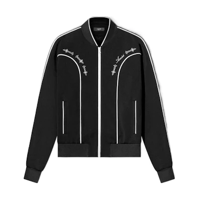 AMIRI Black Embroidered Trim Zip Jacket with Oversized Fit PS22MOS015-001