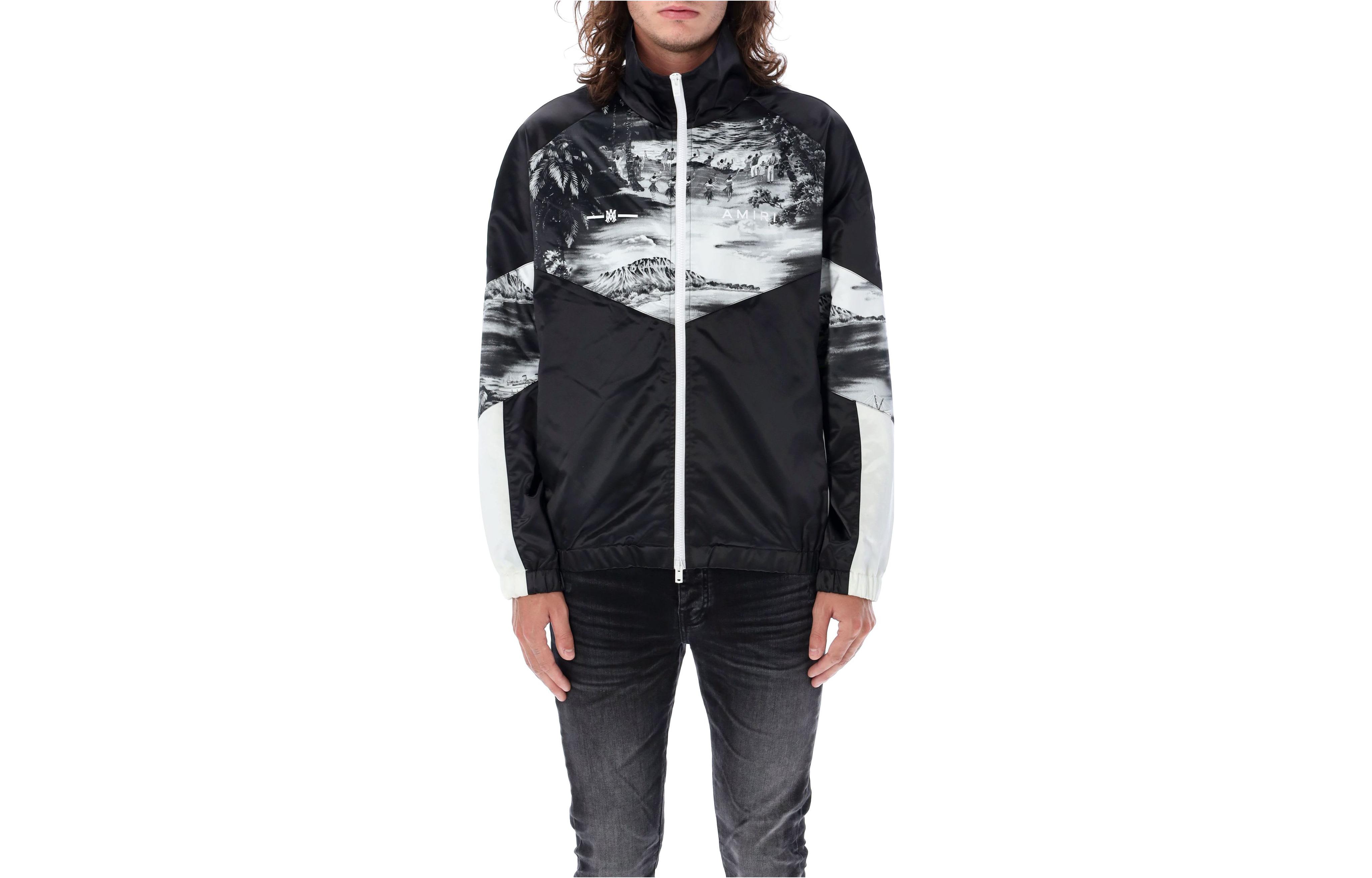 AMIRI Black Geometric Pattern Slim-Fit Long-Sleeve Jacket PF23MOS005N-001