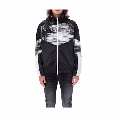 AMIRI Black Geometric Pattern Slim-Fit Long-Sleeve Jacket PF23MOS005N-001