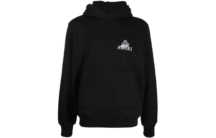 AMIRI Black Hoodie with Logo and Angel Print Design MJLH005001BLACK
