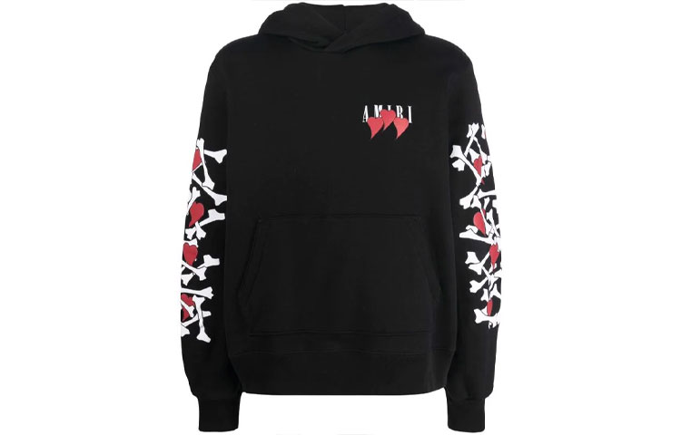 AMIRI Black Hoodie with Logo and Heart Print Design MJLH007-001