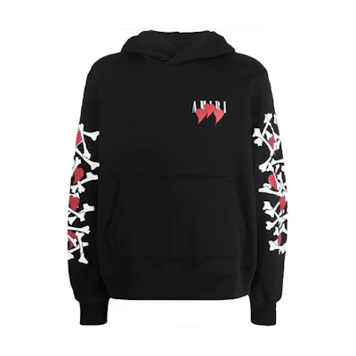 AMIRI Black Hoodie with Logo and Heart Print Design MJLH007-001
