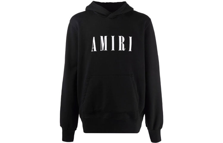 AMIRI Black Hoodie with Logo Print - Casual Solid Color XMJL002001