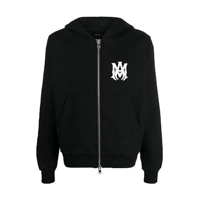 AMIRI Black Hoodie with Logo Print and Zipper Design PS23MJL032