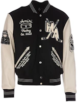 AMIRI Black Letterman Baseball Collar Button-Up Jacket AW23MOS117-001 AMIRI Black Letterman Baseball Collar Button-Up Jacket AW23MOS117-001