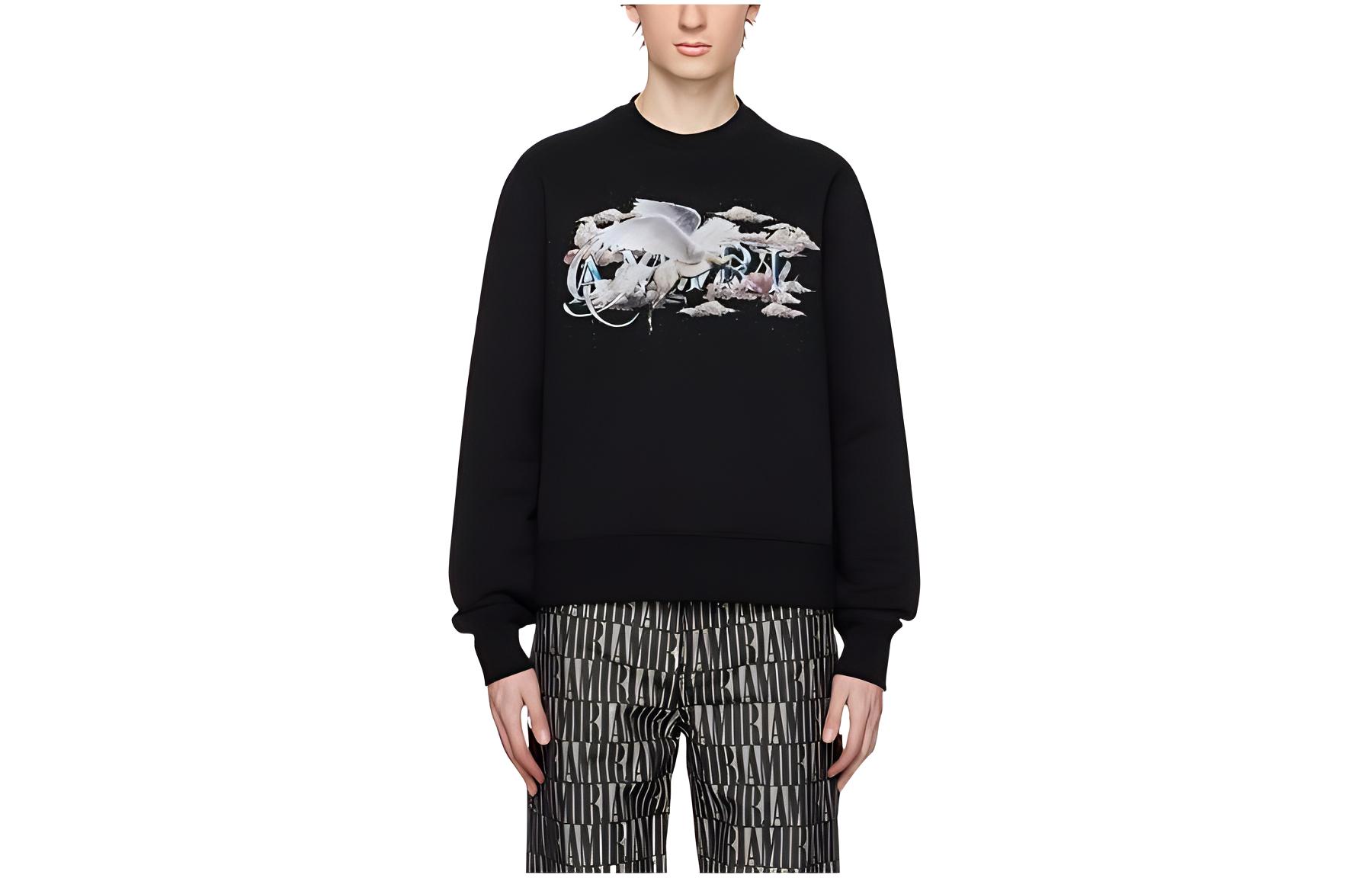 AMIRI Black Logo Crewneck Long Sleeve Sweatshirt SS23MJG016-001