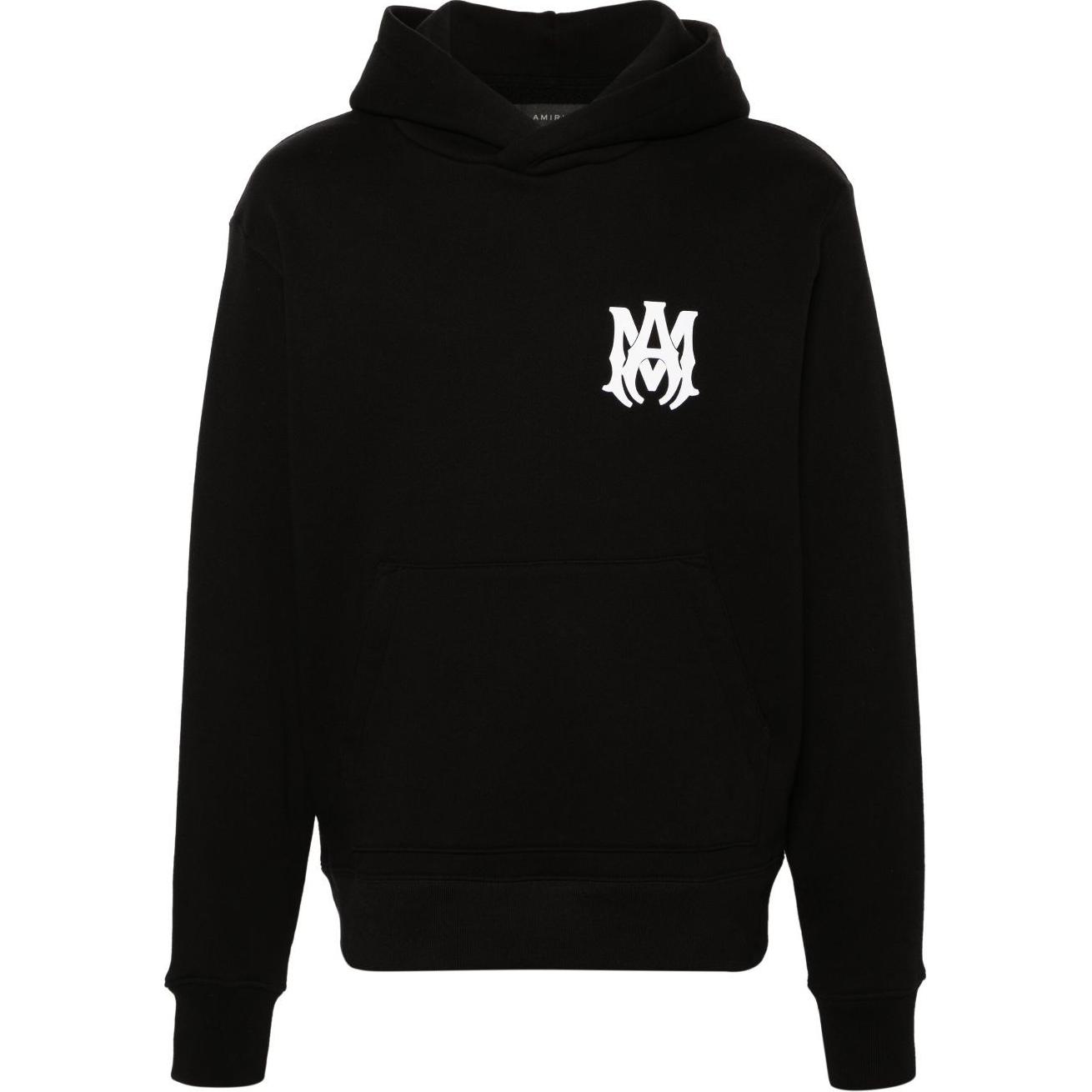 AMIRI Black Logo Print Textured Knit Pullover Hoodie AMJYHD1050-BLACK