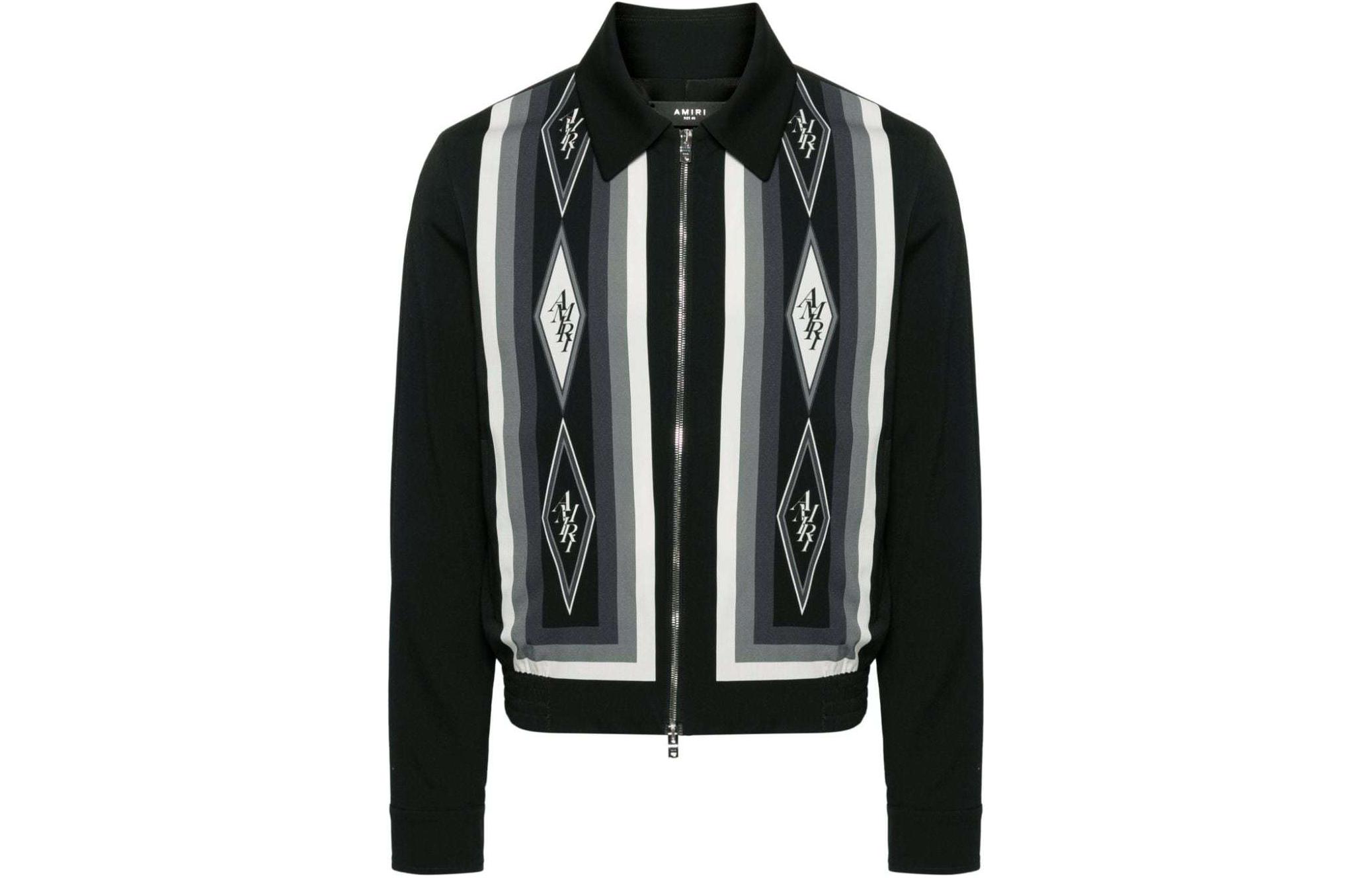 AMIRI Black Logo Printed Zip-Up Aviator Jacket PS24MOS040-001