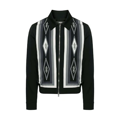 AMIRI Black Logo Printed Zip-Up Aviator Jacket PS24MOS040-001